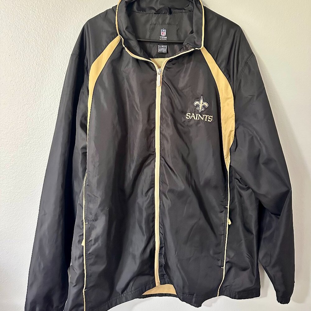 Reebok NFL Team New Orleans Saints GameDay Windbreaker Jacket Zip Up Men's 2XL